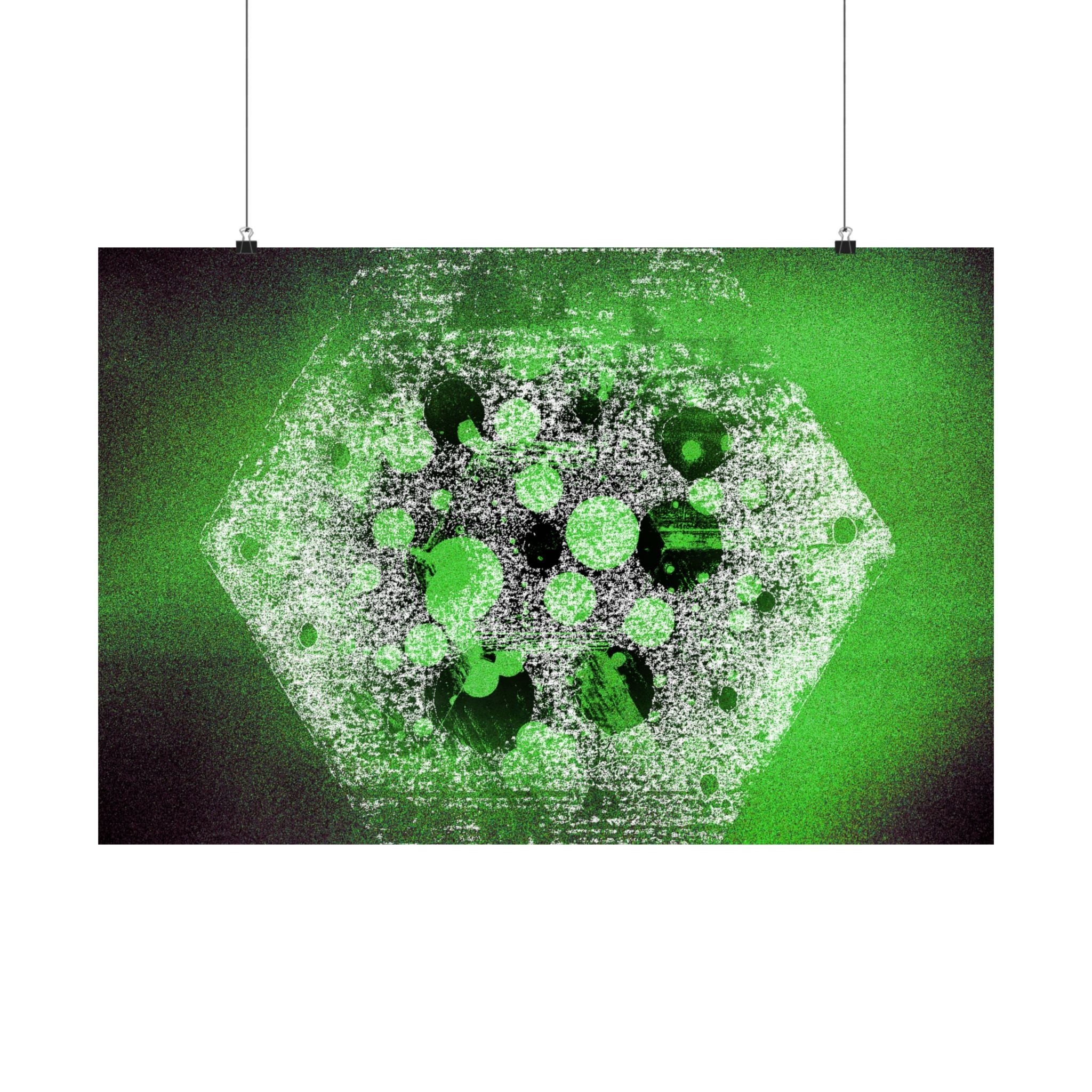 Abstract Green Hexagon Matte Poster — Modern Sci‑Fi Wall Art