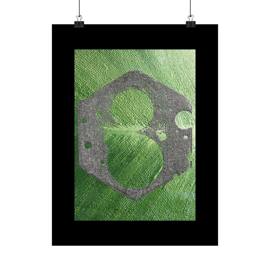 Industrial Gear Art Matte Vertical Posters | Green Textured Abstract