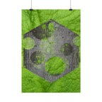 Geometric Moon Hex Poster — Grunge Green Vertical Art Print
