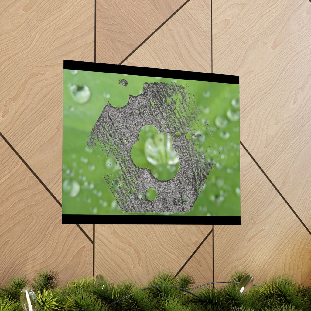 Dewy Leaf Macro Matte Horizontal Posters | Nature Water Droplet Wall Art