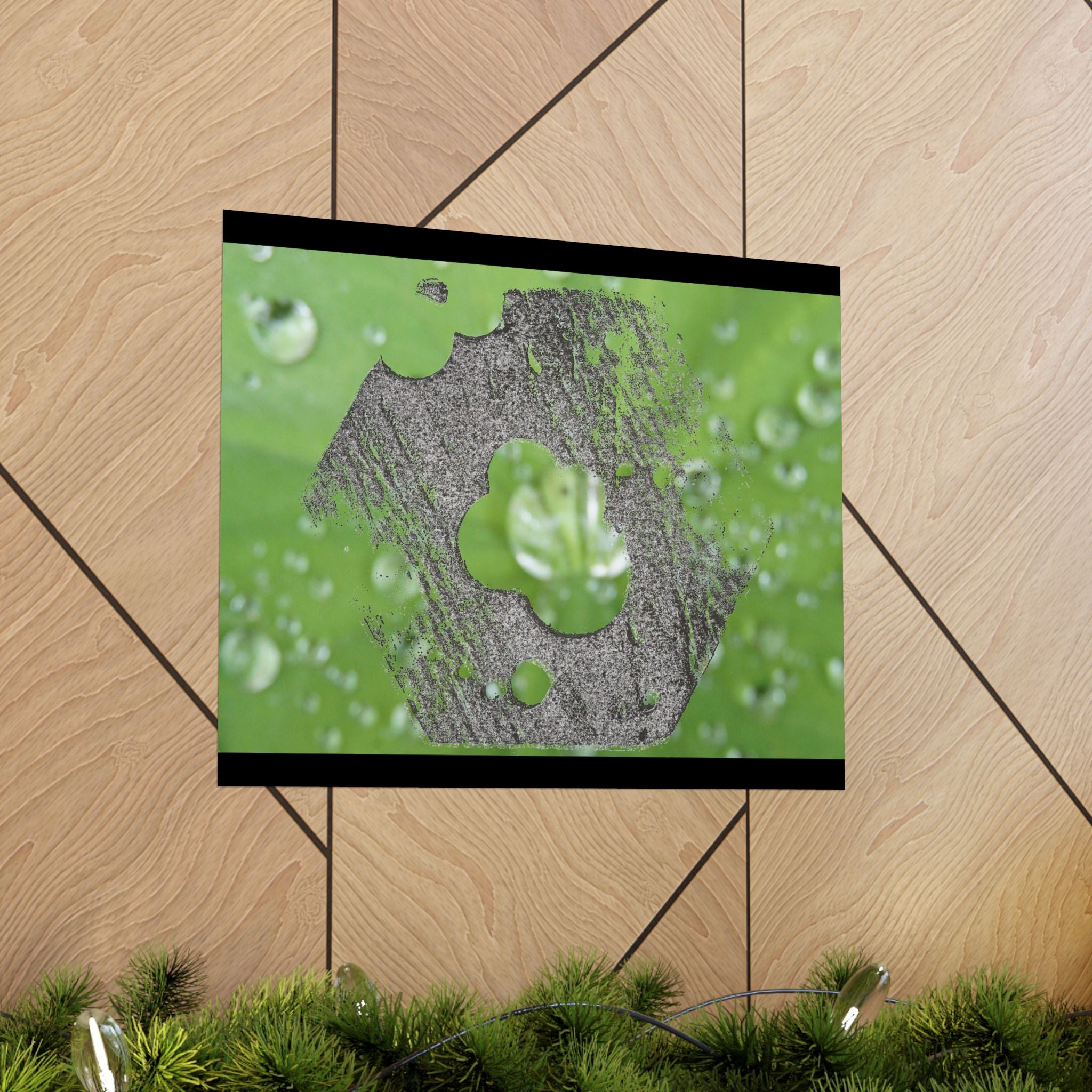Dewy Leaf Macro Matte Horizontal Posters | Nature Water Droplet Wall Art