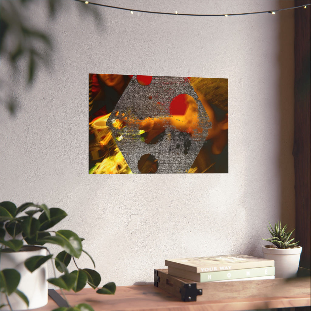 Abstracte Hex Overlay Matte Poster — Moderne Kunst Muurprint 