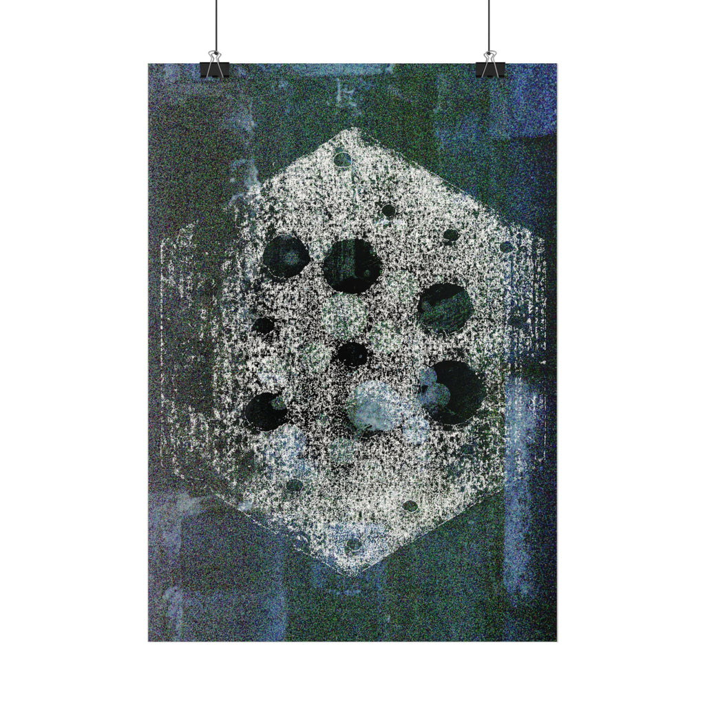 Abstracte zeshoekige kunstposter — Matte verticale geometrische print 