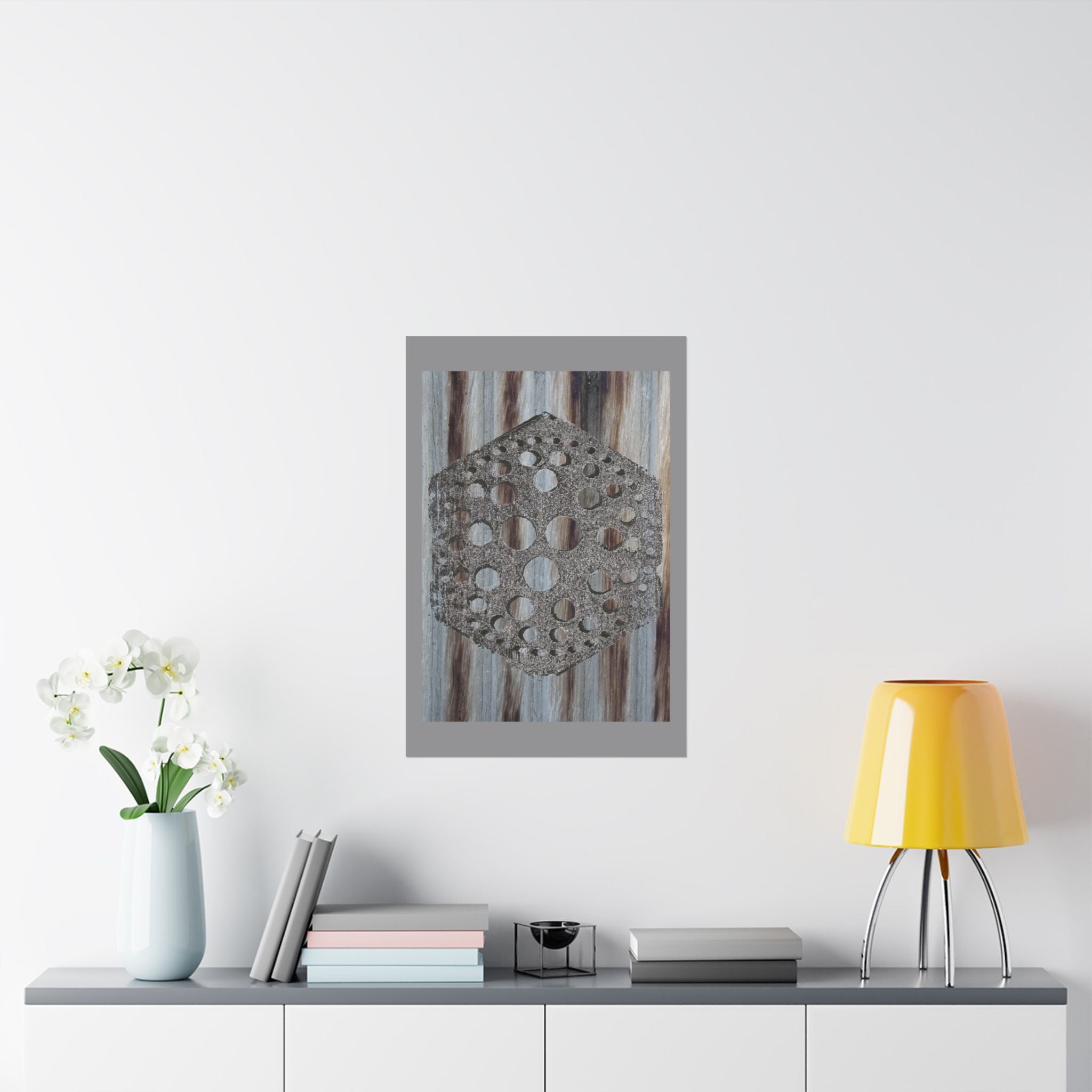 Rustic Honeycomb Poster Matte Vertical Poster | Hexagon Wall Art, Barn Wood Texture