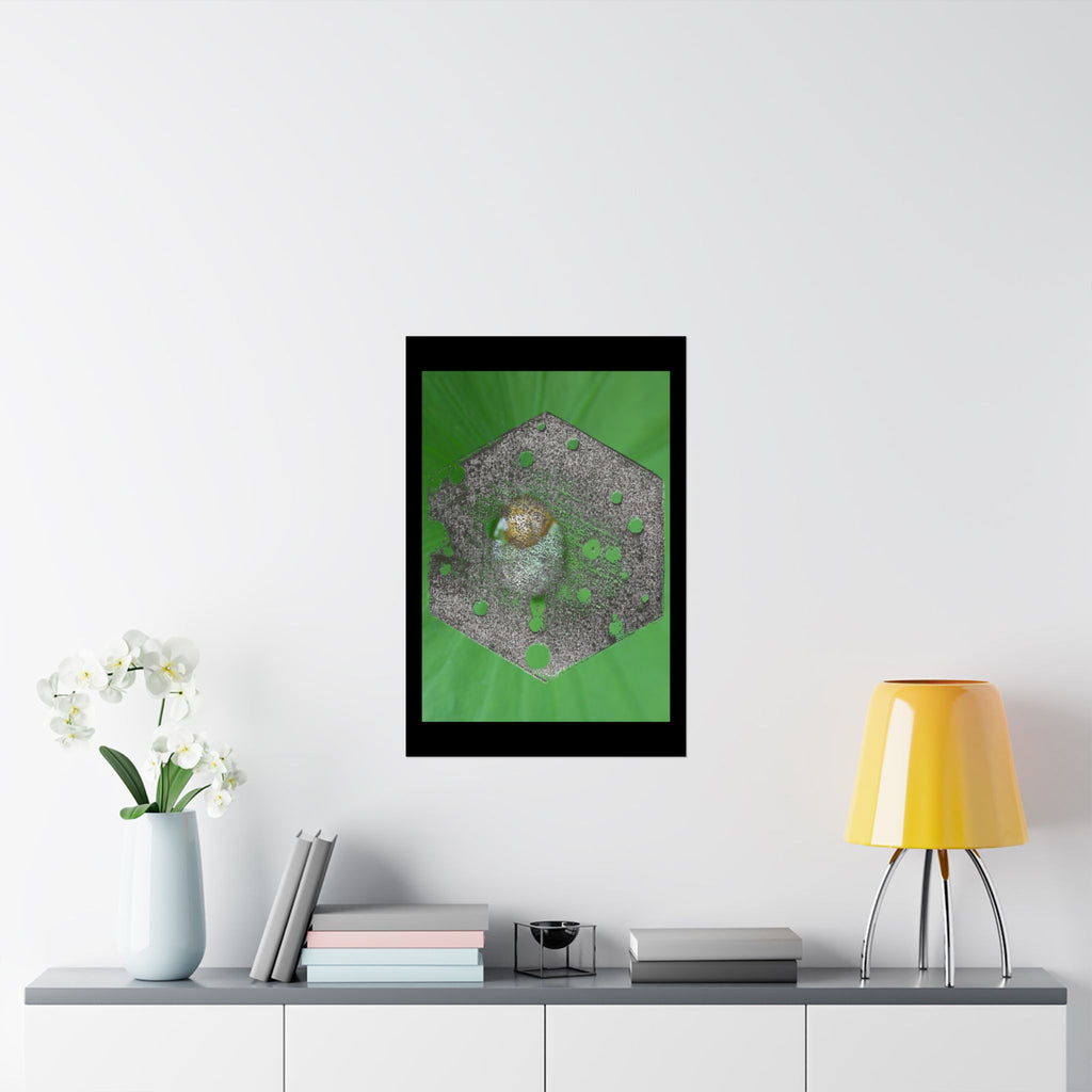 Hexagon Moss Orb Poster | Matte Vertical Botanical Wall Art