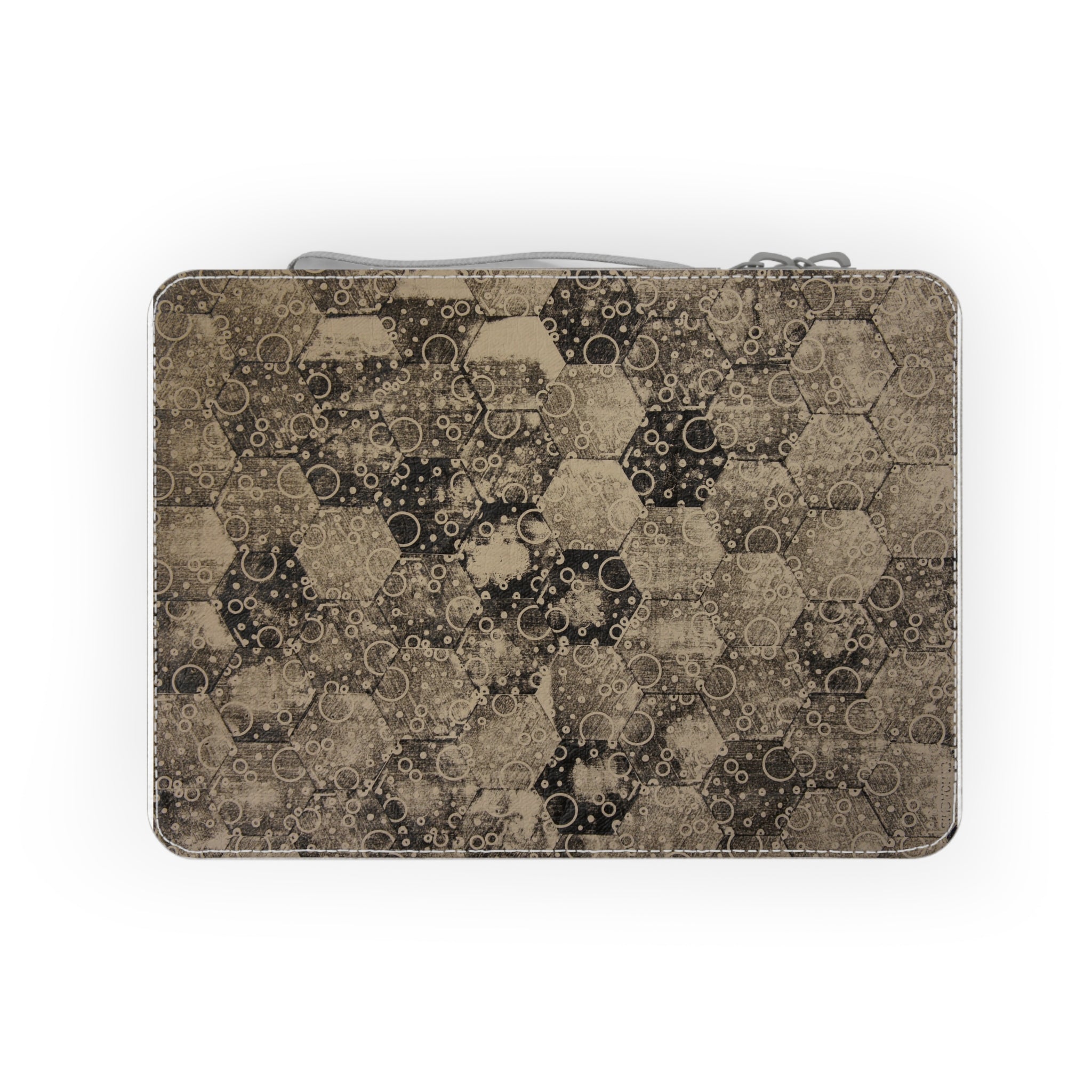 Vintage Hex Pattern Paper Lunch Bag – Distressed Sepia Geometric Lunch Tote