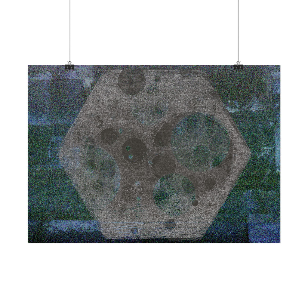 Abstract Moon Hex Poster — Geometric Lunar Wall Art (Horizontal)