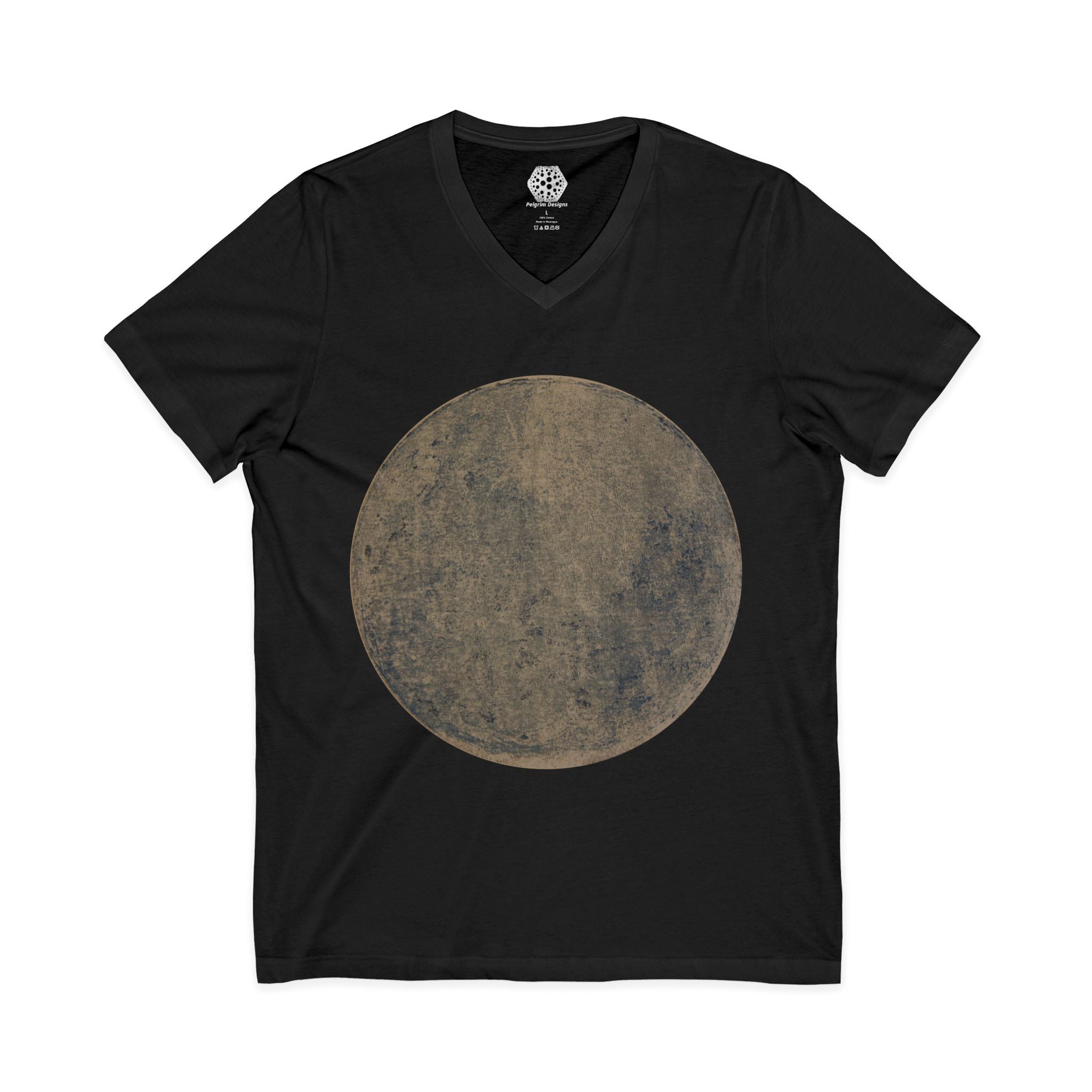 Vintage Blue Moon V-Neck Tee — Distressed Lunar Graphic T-Shirt