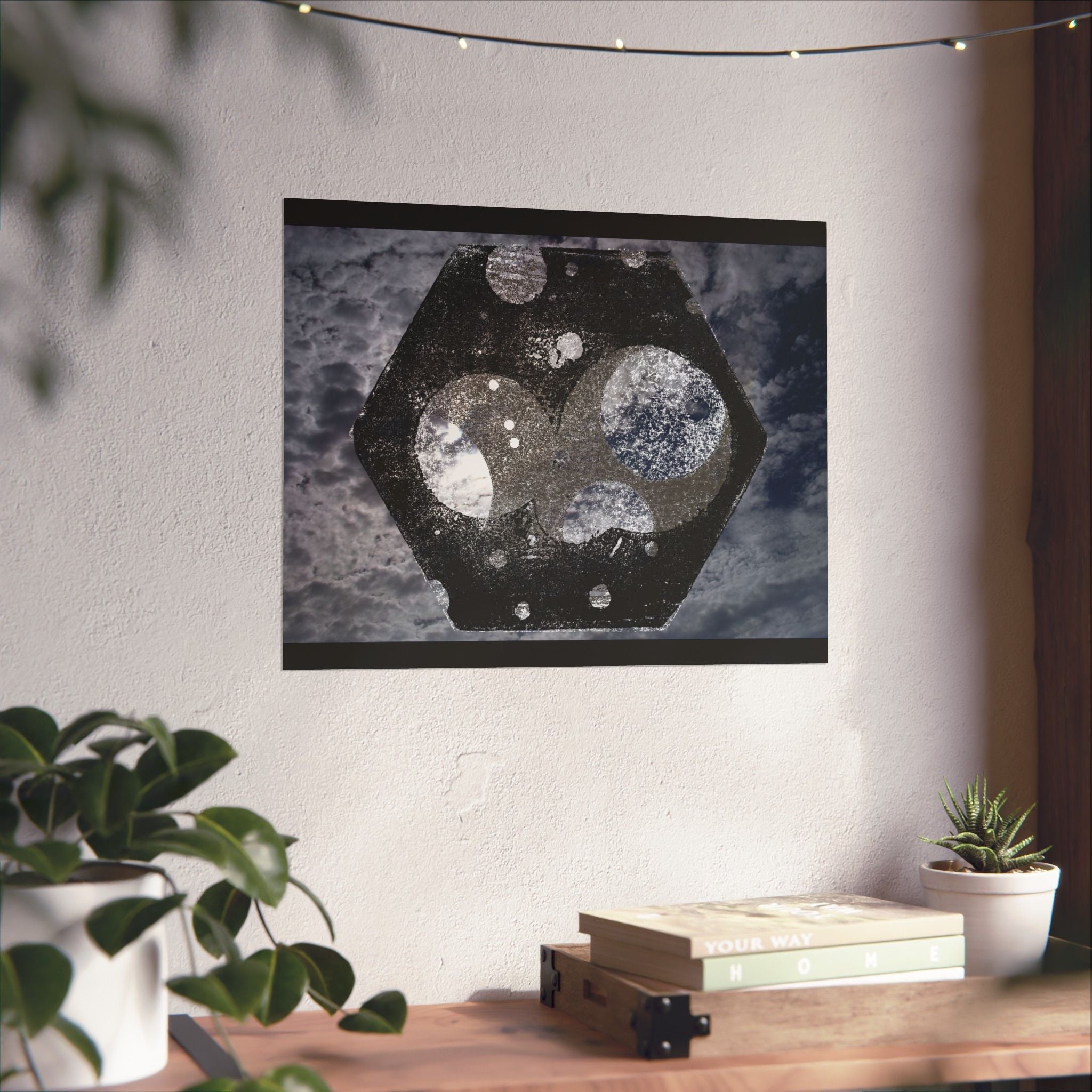 Abstract Celestial Hex Matte Poster — Moody Space Wall Art
