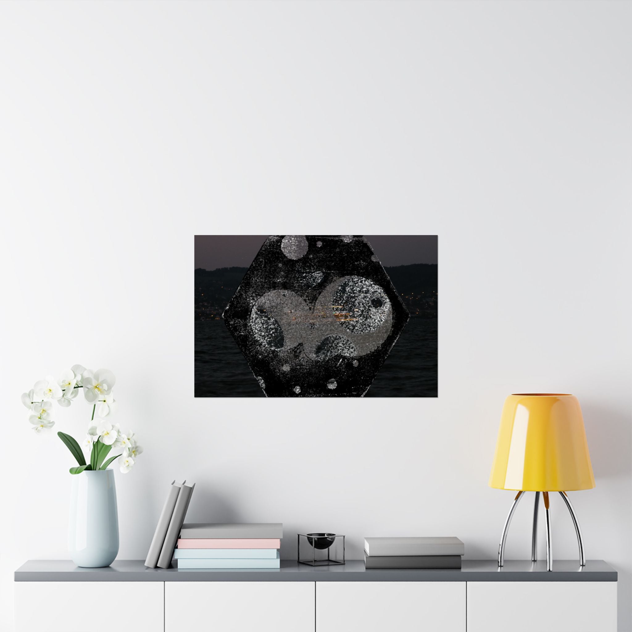 Matte Horizontal Poster — Abstract Cosmic Hexagon Nightscape