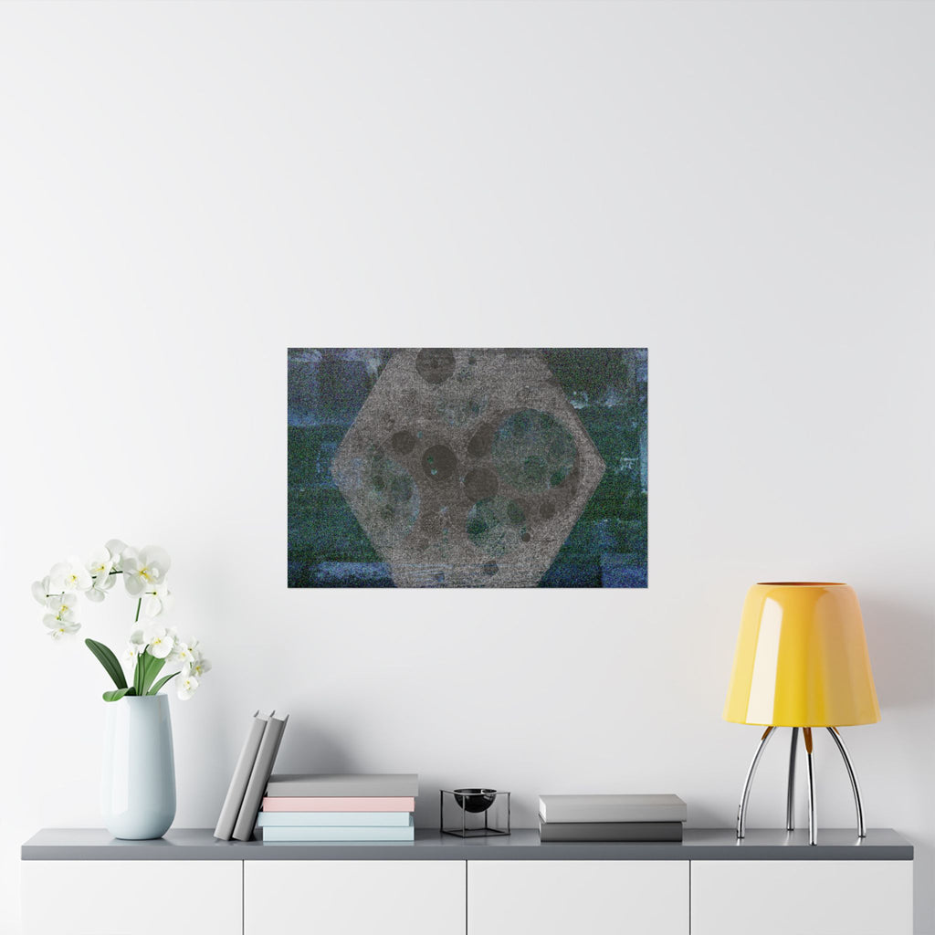 Abstract Moon Hex Matte Poster — Geometric Lunar Wall Art (Horizontal)