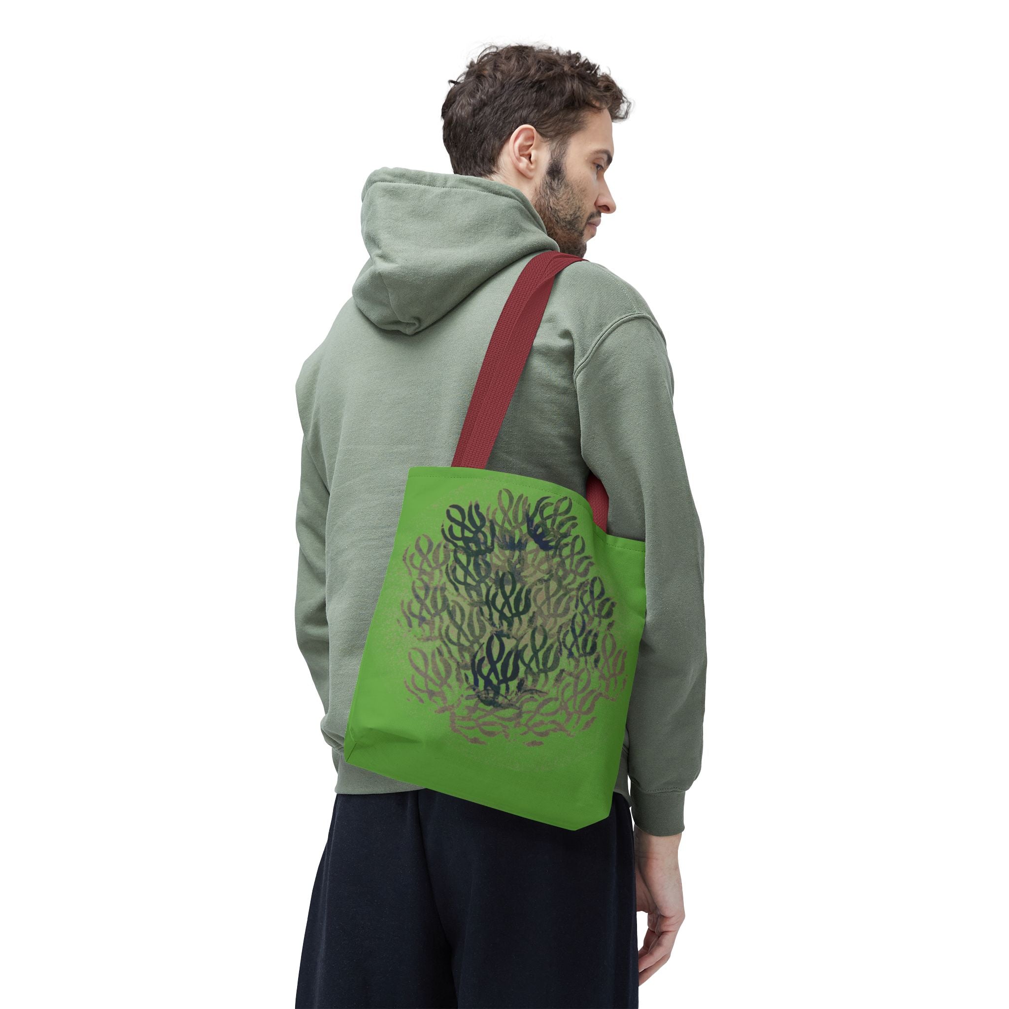 Green Abstract Coral Tote Bag – Ocean-Inspired All-Over Print Tote