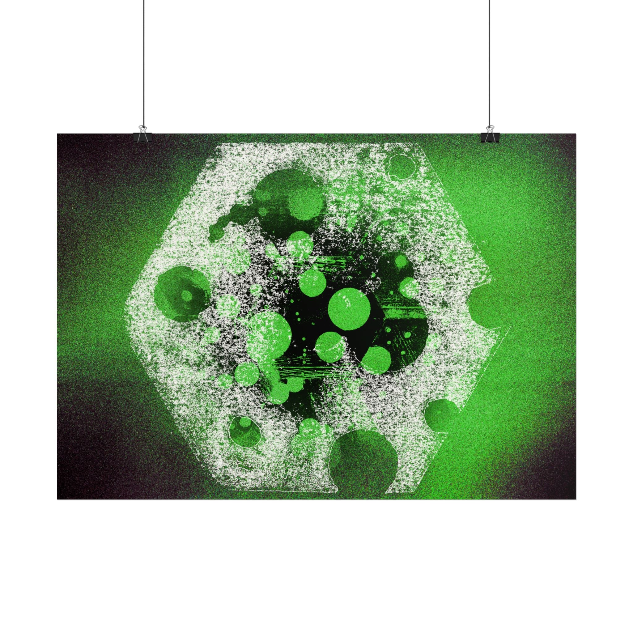 Abstract Green Bubble Matte Poster — Horizontal Modern Art Print