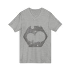 Hex Moon Graphic V-Neck Tee Design Hex04 — Distressed Space Cheese Vintage Astronomy V-Neck T-Shirt