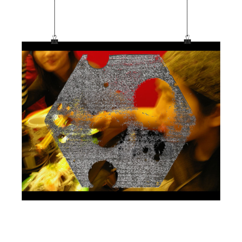 Abstracte Hex Overlay Matte Poster — Moderne Kunst Muurprint 