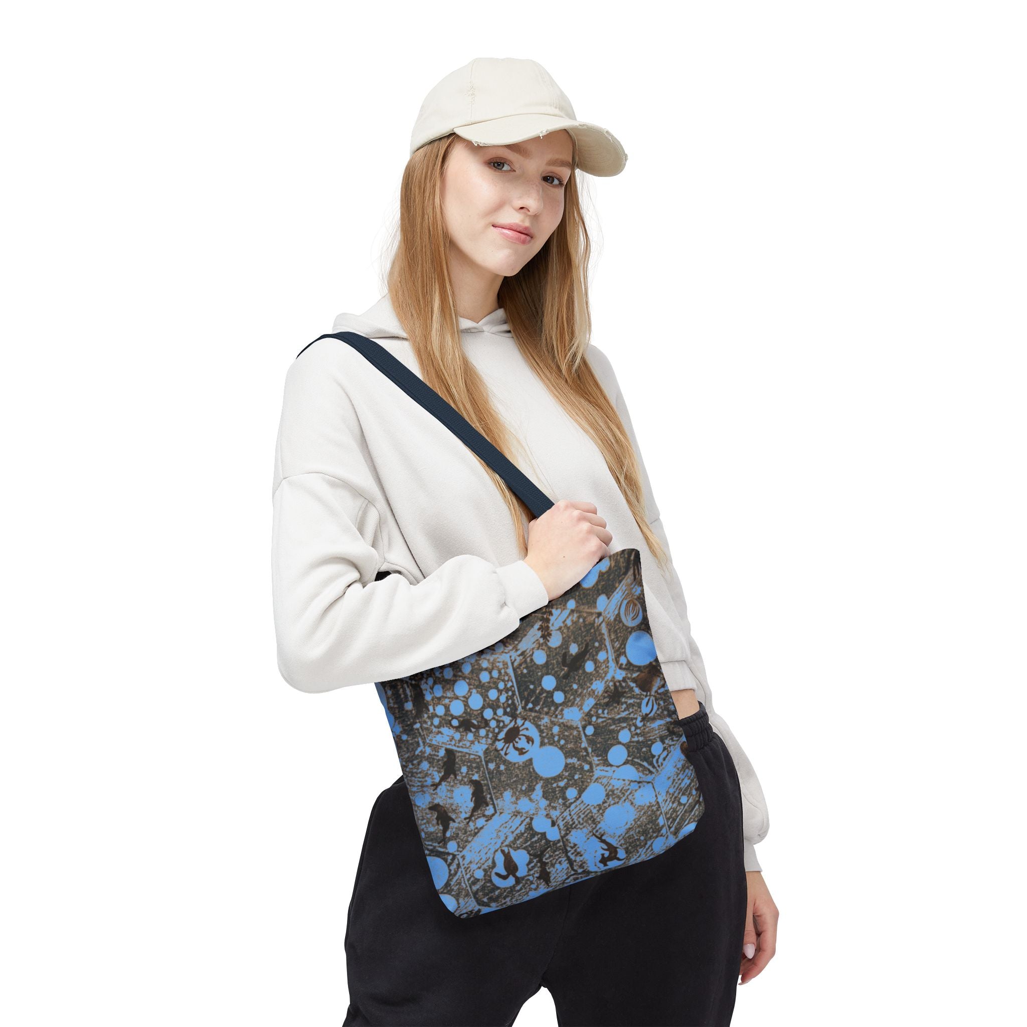 Abstract Blue Splatter Tote Bag - Artistic All-Over Print