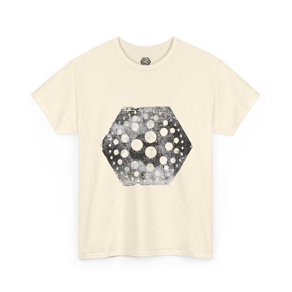 Hexagon Circles Graphic Tee — Digital Manual Print Art