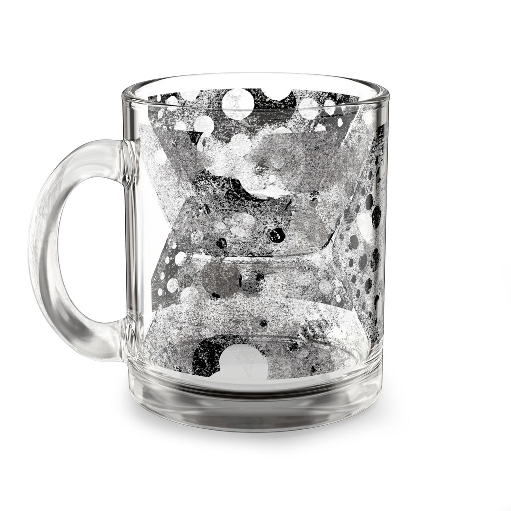 Abstract Black & White Glass Mug – 10oz Modern Ink Splash Design