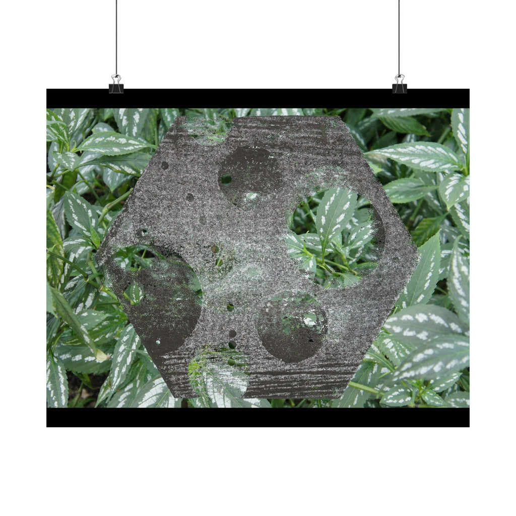 Botanical Hexagon Print Poster — Green Leaf Matte Horizontal Wall Art