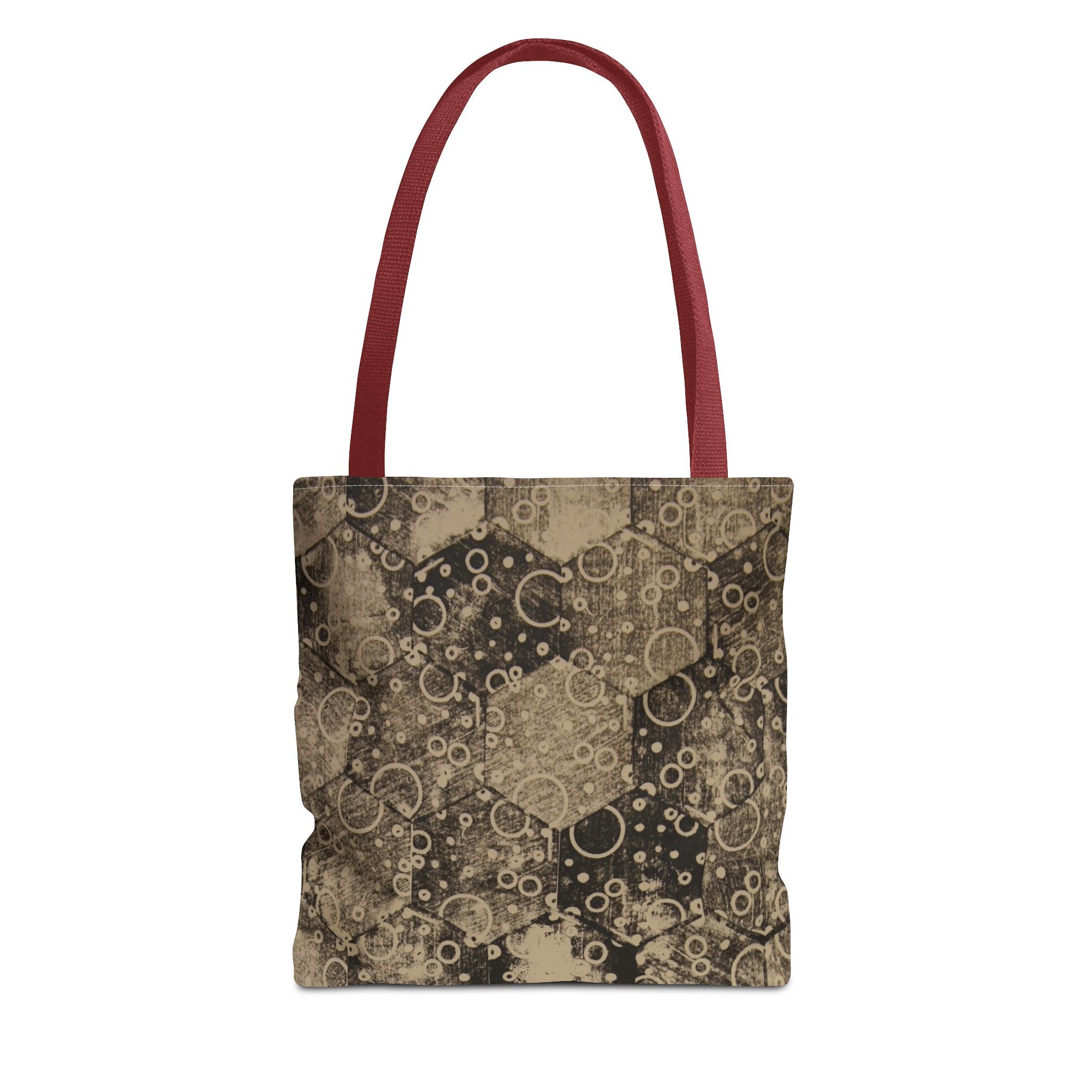 Vintage Hexagon Pattern Tote Bag – Sepia Geometric All-Over Print