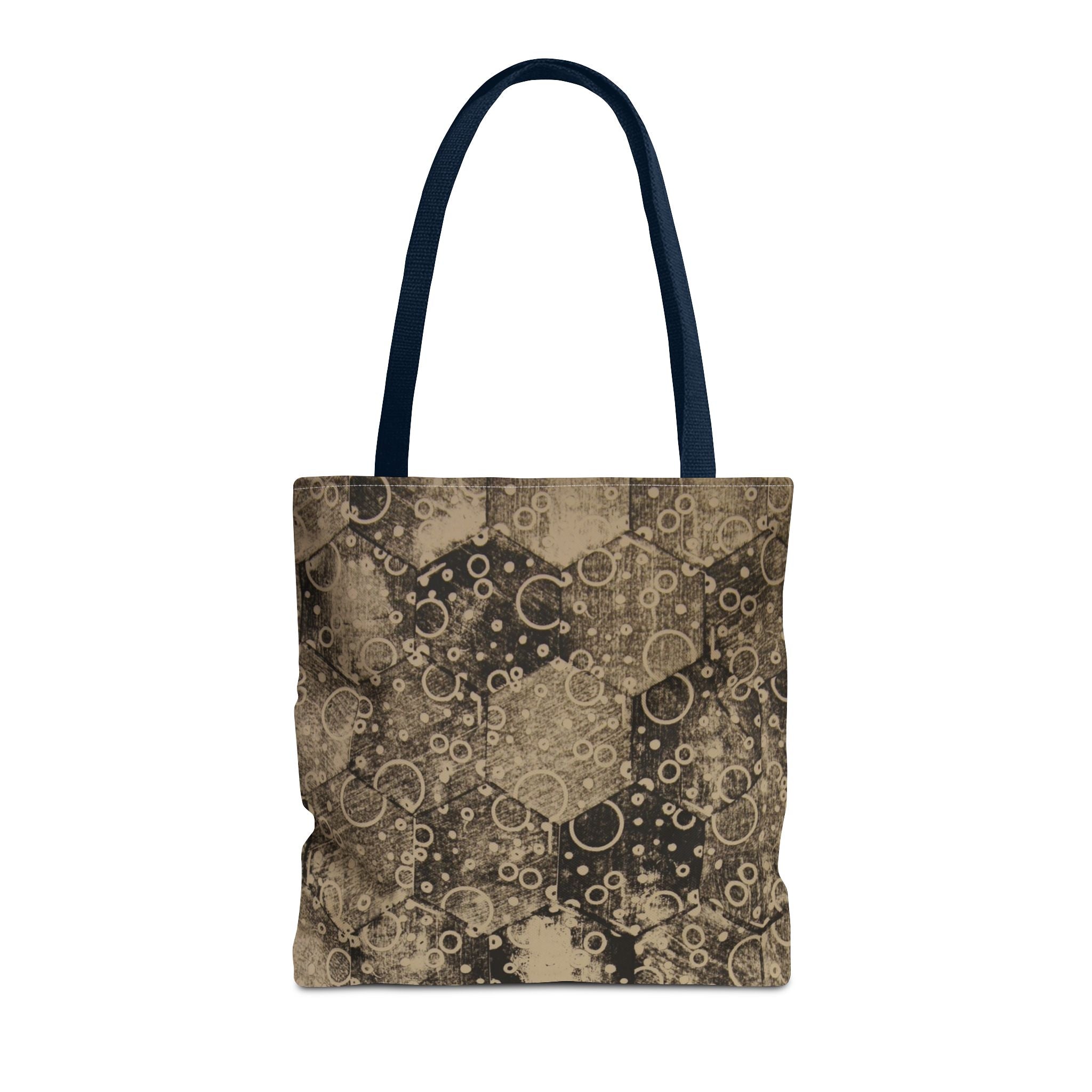 Vintage Hexagon Pattern Tote Bag – Sepia Geometric All-Over Print