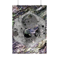 Abstracte poster met houtnerfmotief — 'Boomknoopbaan' verticale kunstprint 