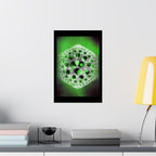 Abstracte groene zeshoekige matte poster — Geometrische sciencefiction muurdecoratie 