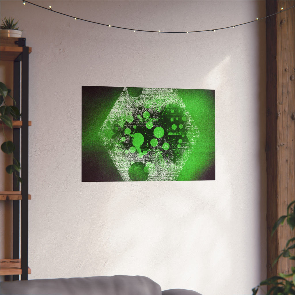 Abstract Neon Green Geometric Poster — Matte Horizontal Art Print
