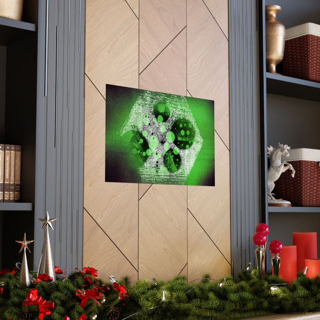 Abstract Green Hexagon Matte Horizontal Poster — Geometric Modern Wall Art