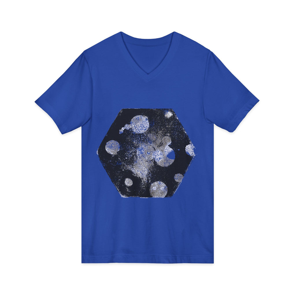 Hex Moon Graphic V-Neck Tee Design Hex20 — Distressed Space Cheese Vintage Astronomy V-Neck T-Shirt