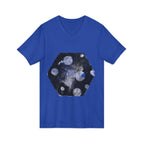 Hex Moon Graphic V-Neck Tee Design Hex20 — Distressed Space Cheese Vintage Astronomy V-Neck T-Shirt