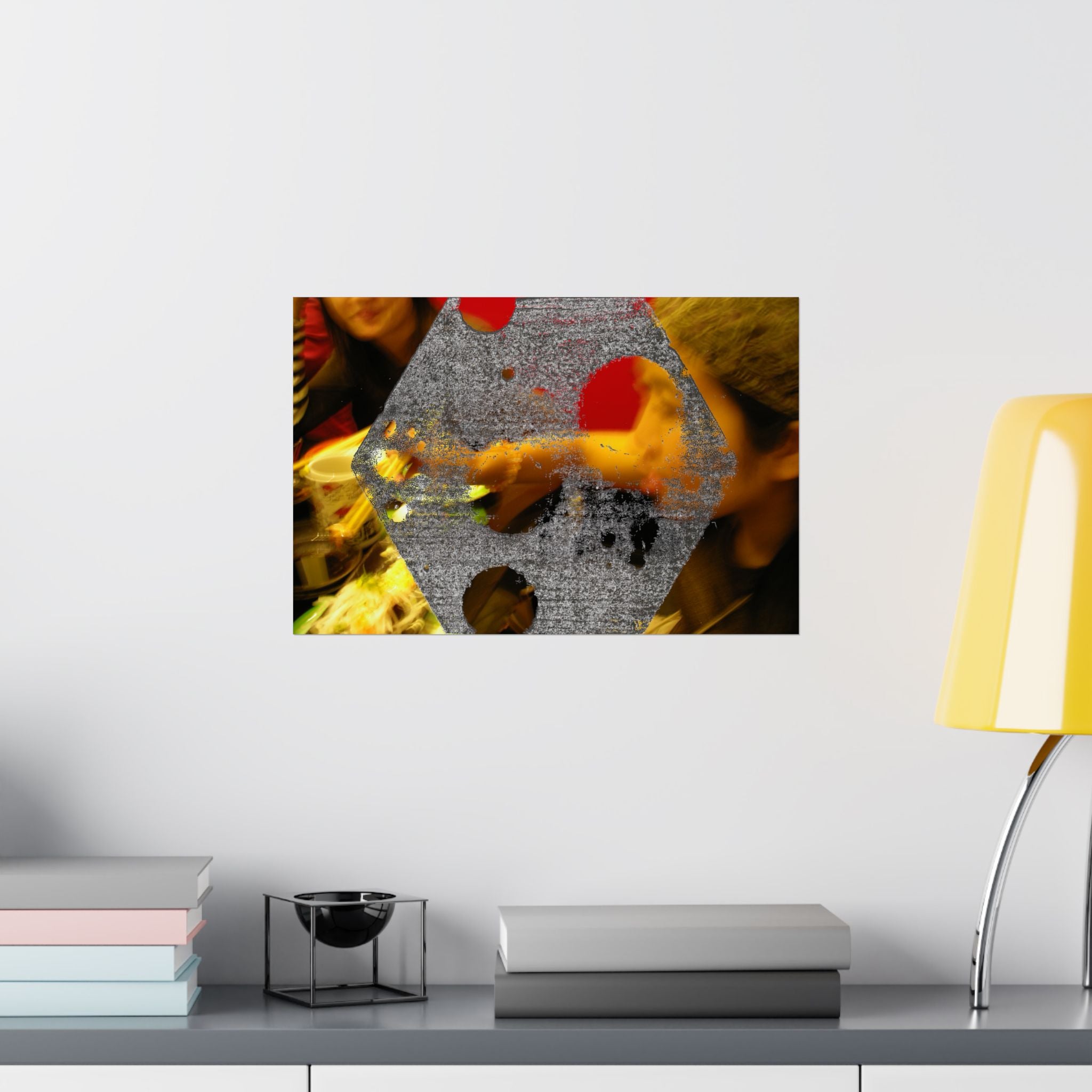 Abstracte Hex Overlay Matte Poster — Moderne Kunst Muurprint 