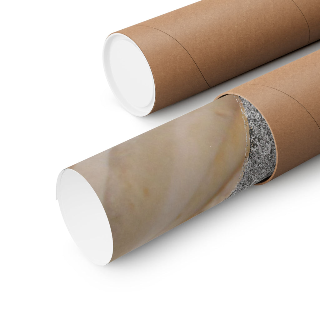 Abstracte zeshoekige uitgesneden matte horizontale poster — Neutrale beige textuur muurdecoratie 