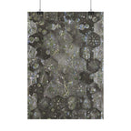 Abstracte zeshoekige bubbelposter — Geometrische metallic wanddecoratie 