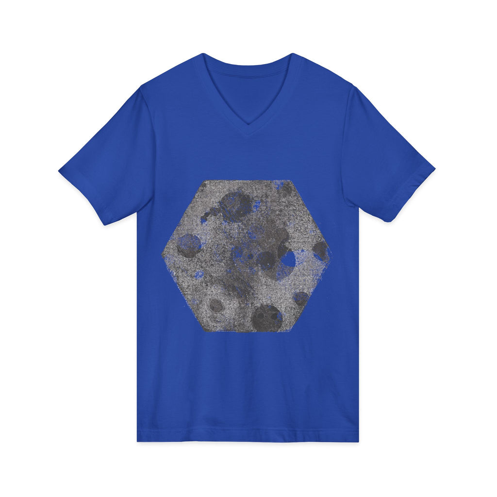 Hex Moon Graphic Tee Design Hex14 — Distressed Space Cheese Vintage Astronomy V-Neck T-Shirt