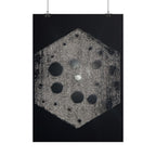Vertical Poster — Abstract Hexagon Moon Art (Minimalist Monochrome Wall Print)
