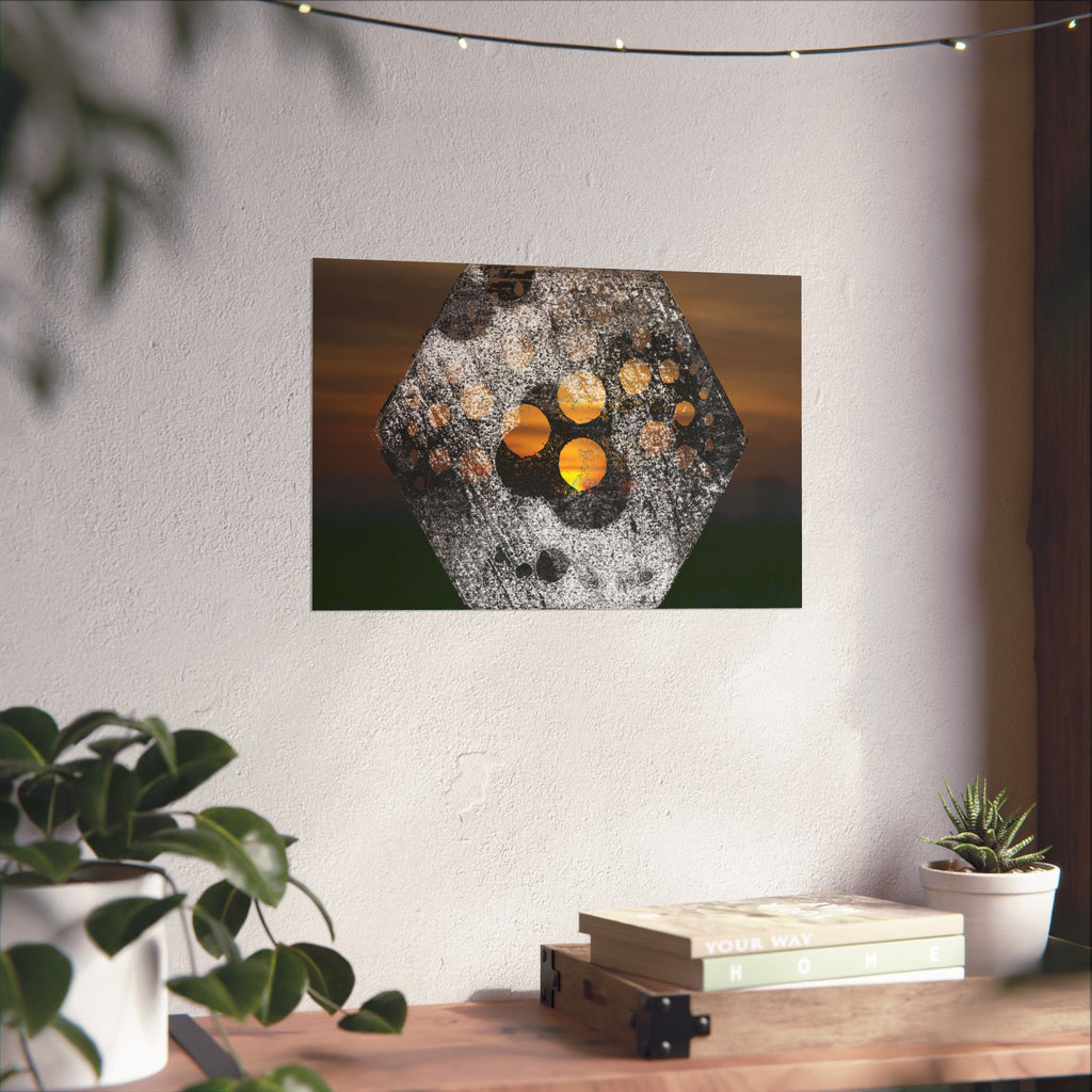 Abstract Hexagon Sunset Matte Horizontal Poster