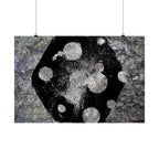 Abstract Galaxy Matte Poster — Black & Silver Cosmic Art (Horizontal)