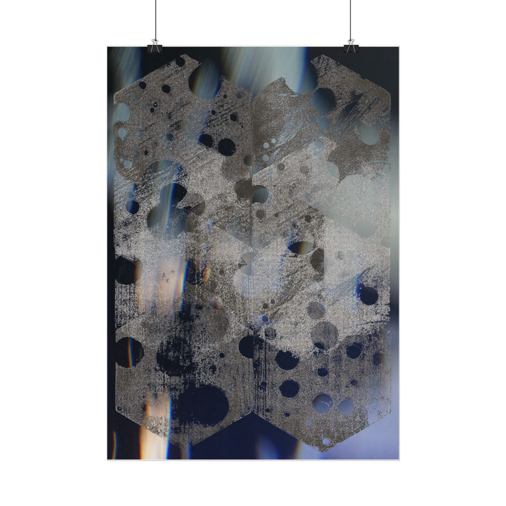 Abstract Geometric Poster — Blue Hexagon Pattern Art Print