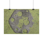 Mossy Moon Crater Horizontal Poster — Botanical Green Lunar Wall Art