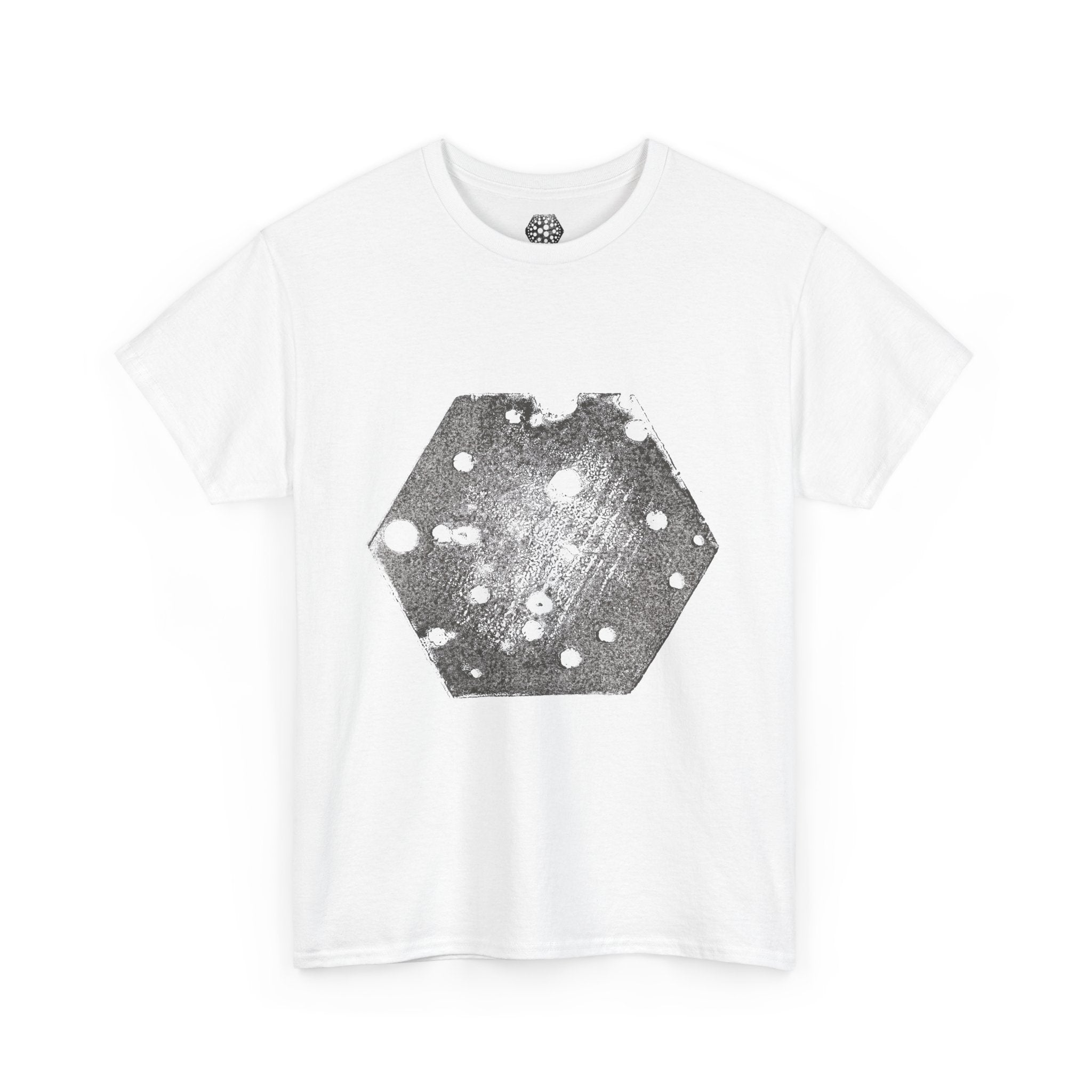 Hexagon Circles Graphic Tee — Digital Manual Print Art