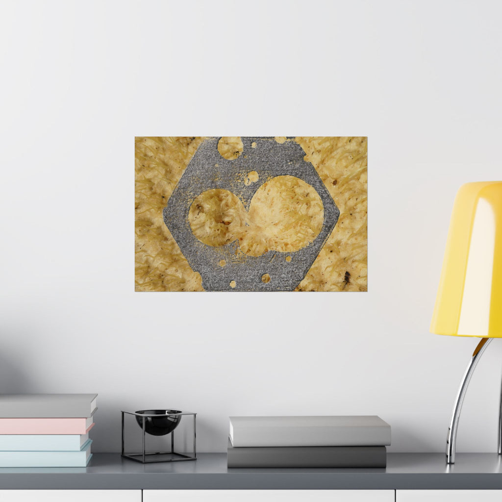 Zeskantmoer Macro Poster | Industriële textuur Matte Horizontale Poster 