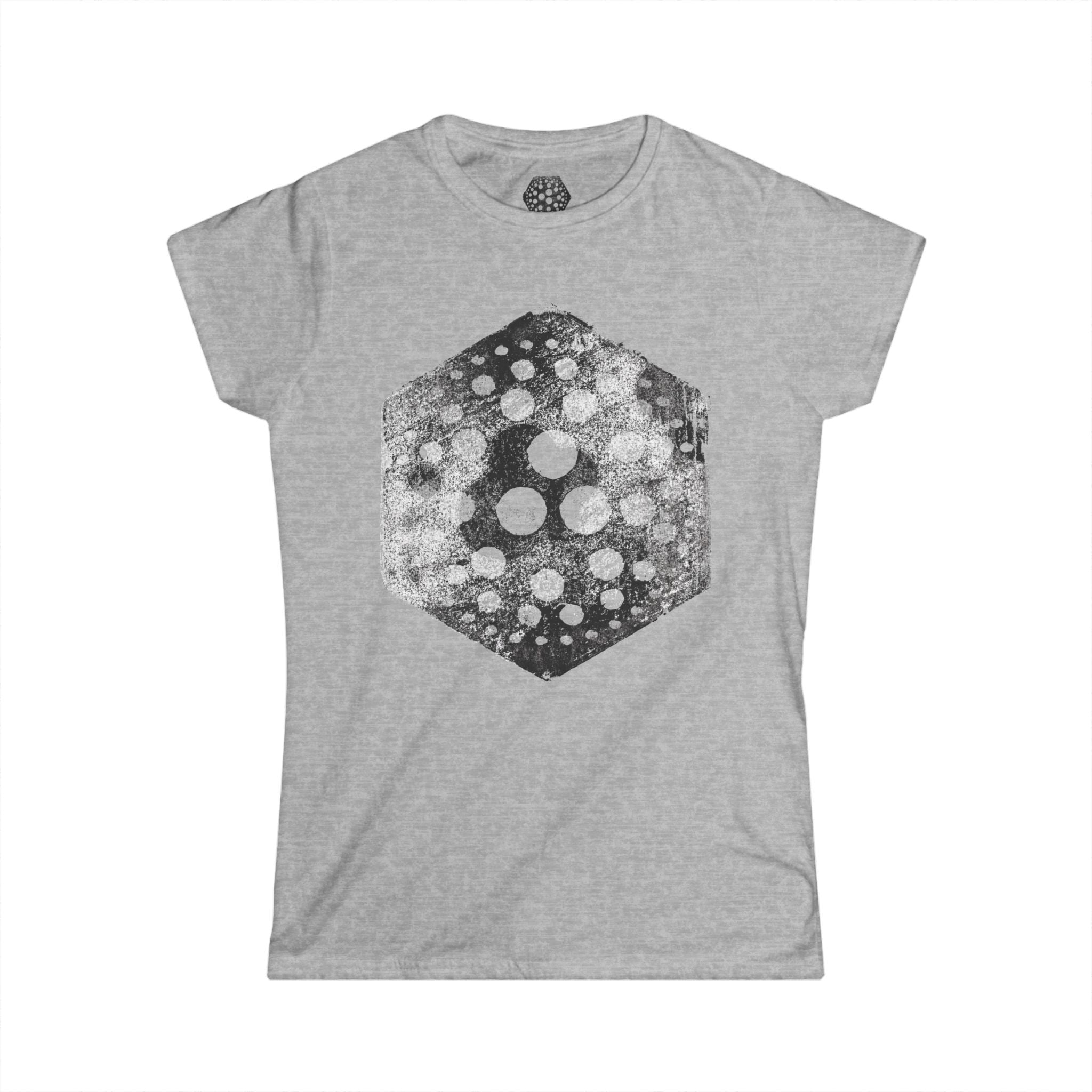 Hexagon Cosmic Dots dames T-shirt — Vintage ruimtegeometrie graphic 