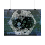 Abstract Hexagon Galaxy Poster — Blue Green Modern Wall Art