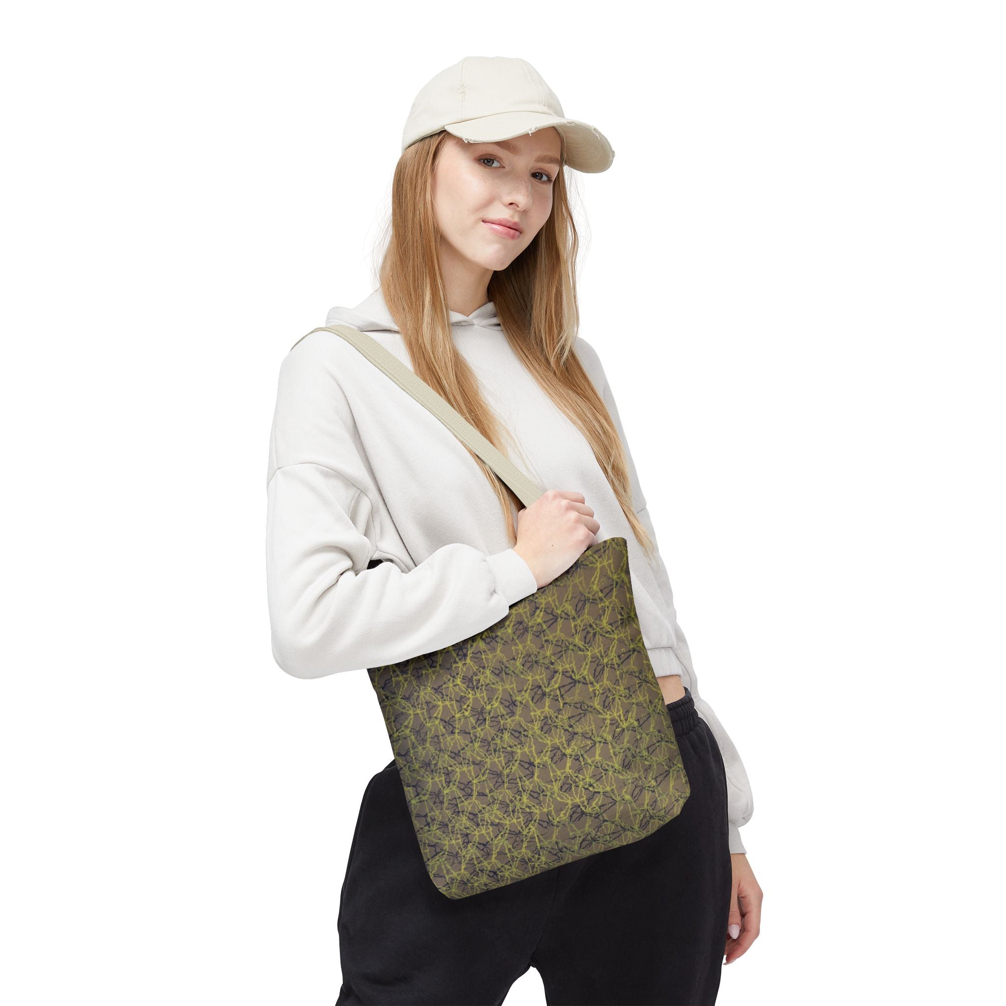 Abstract Olive Mosaic Tote Bag — All-Over-Print Reusable Shopper