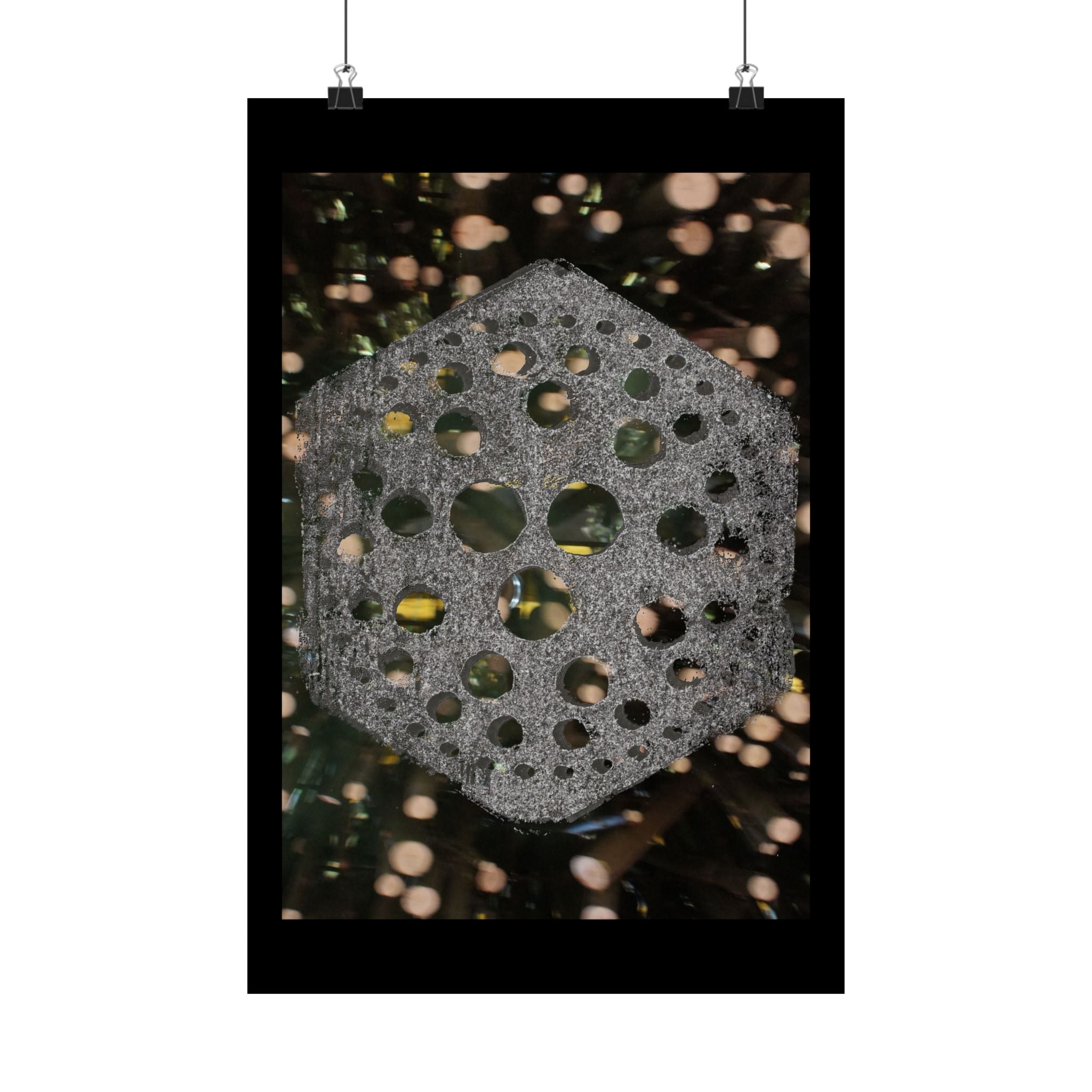 Hexagonal Orb Abstract Matte Vertical Poster | Geometric Space Art