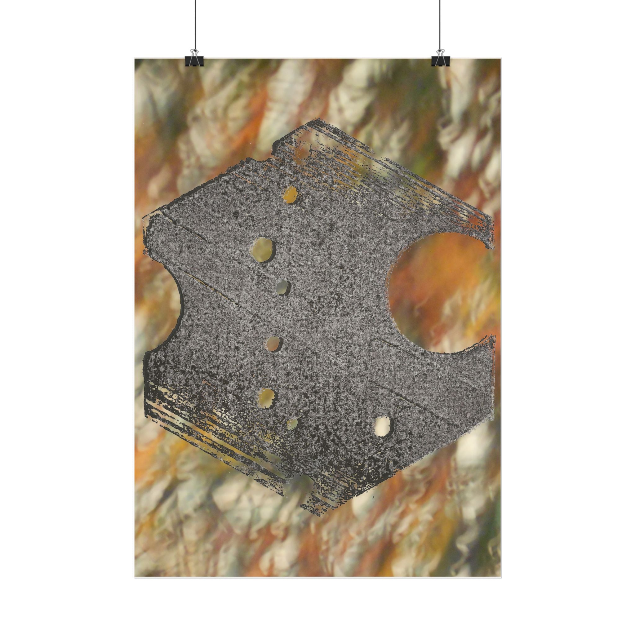 Abstracte geometrische zeshoekige kunstposter (verticaal) | Textuur in aardetinten 