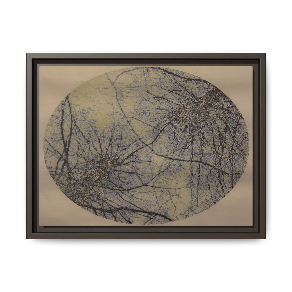 Ingelijst canvas met matte afwerking, nr. 19 — Reproductie van een houtsnijwerk van Twin Tree (Zwart, Metallic Titanium &amp; Casual Khaki) 