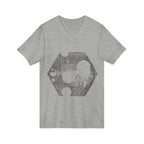 Hex Moon Graphic Tee Design Hex08— Distressed Space Cheese Vintage Astronomy V-Neck T-Shirt