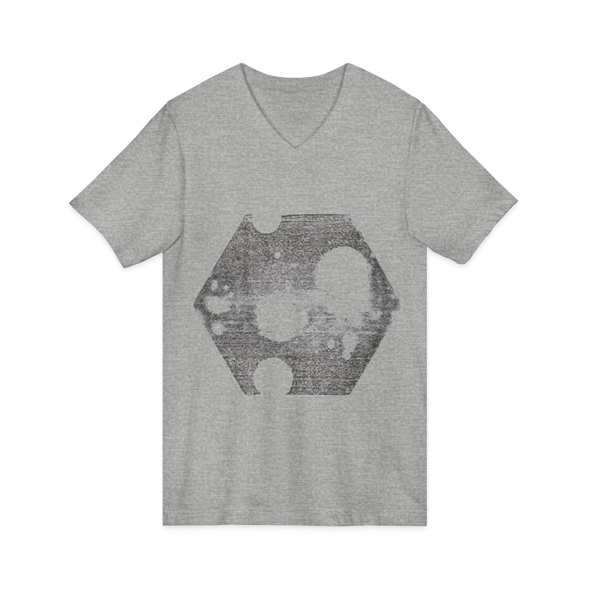 Hex Moon Graphic Tee Design Hex08 — T-shirt met V-hals en vintage astronomisch design, geïnspireerd op Space Cheese